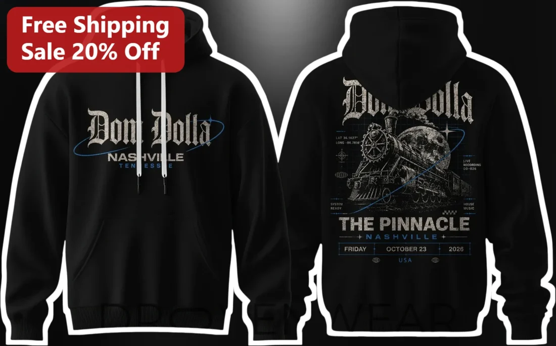 Dom Dolla Nashville The Pinnacle Hoodie Vintage Tour Merch Fan Gear available at our Miami, Florida warehouse