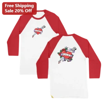 Love Sucks Raglan Tee LANZ Traditional Tattoo Style Dagger Heart Rockabilly Gift available at our Miami, Florida warehouse