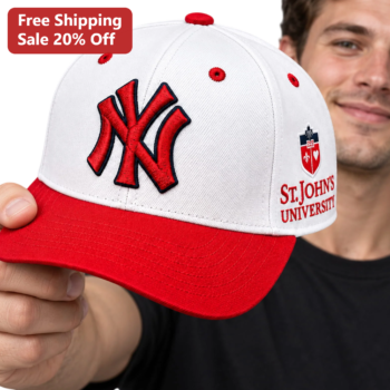 St. John's University Cap Red Storm Embroidered SJ Monogram Baseball Hat For College Students Alumni available at our Miami, Florida warehouse
