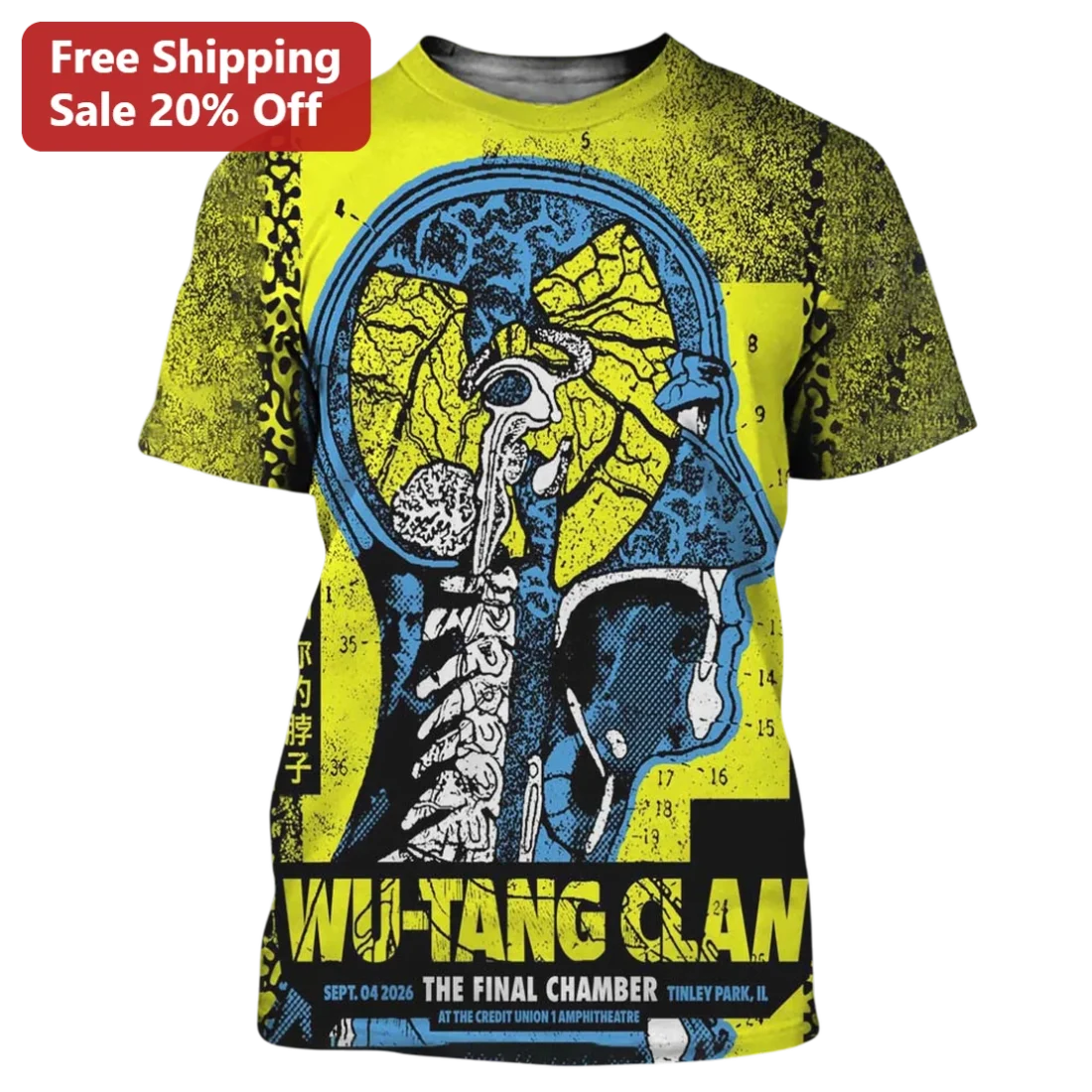 Wu-Tang Clan The Final Chamber Anatomical Brain Graphic Tee Hip Hop Vintage Merch available at our Miami, Florida warehouse