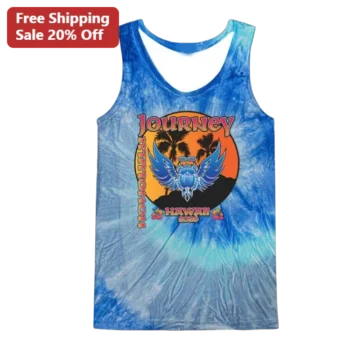 Journey Honolulu Hawaii Tank Top Final Frontier Tour Concert Merch Vintage Retro Tropical Sunset Gra available at our Miami, Florida warehouse