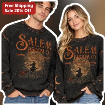 Salem Broom Co Quality Handcrafted Enchanted Est Witchy Sweatshirt available at our Miami, Florida warehouse
