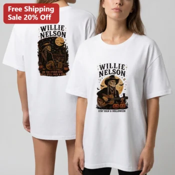 Willie Nelson Stay High and Halloween Graphic Tee, Spooky Outlaw Country Music Shirt Gift for Fans available at our Miami, Florida warehouse