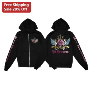 Pit Princess Hoodie Gothic Y2K Streetwear Zip Up Gift for Dog Moms available at our Miami, Florida warehouse