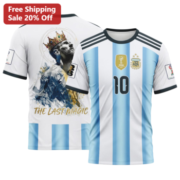 THE LAST MAGIC Lionel Messi Argentina World Cup Tribute Graphic Tee available at our Miami, Florida warehouse