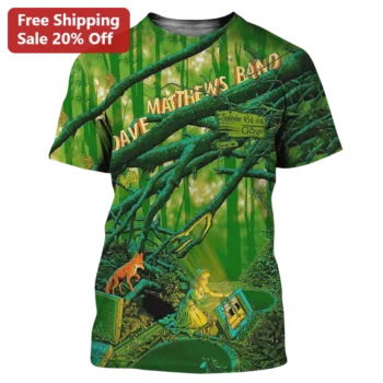 Dave Matthews Band Psychedelic Forest Surreal Art Graphic Tee for Music Fans available at our Miami, Florida warehouse