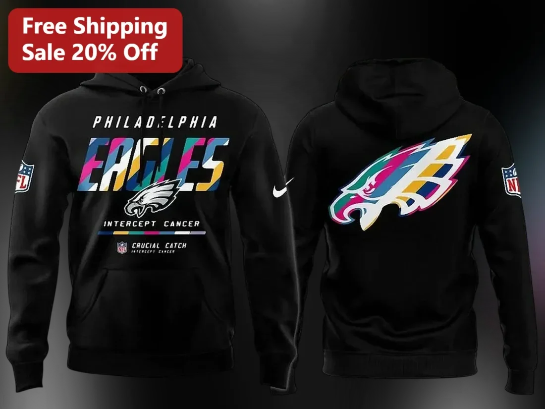 Philadelphia Eagles Intercept Cancer Crucial Catch Hoodie NFL Fan Apparel Gift available at our Miami, Florida warehouse