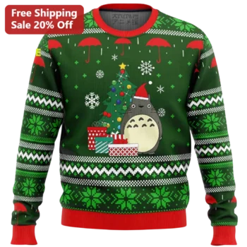 Totoro Sweatshirt Ugly Christmas Sweater Style My Neighbor Totoro Anime Holiday Crewneck Gift for St available at our Miami, Florida warehouse