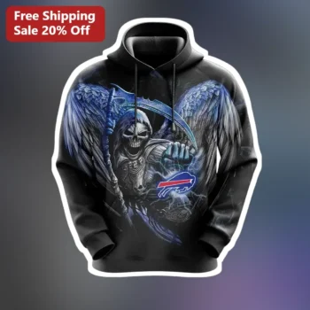 Buffalo Bills Grim Reaper Hoodie Dark Fantasy NFL Fan Apparel available at our Miami, Florida warehouse