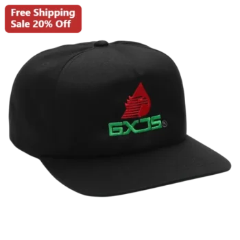 GXOS Hat Black Snapback Embroidered Logo Streetwear Cap for Men Women available at our Miami, Florida warehouse