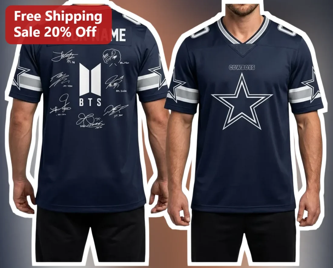 BTS Cowboys Jersey Dallas Star Logo Football Shirt K-Pop Army Fan Gift available at our Miami, Florida warehouse
