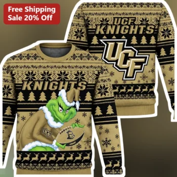 UCF Knights The Grinch Ugly Christmas Sweater Sweatshirt College Football Holiday Gift available at our Miami, Florida warehouse