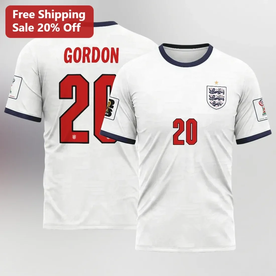 Anthony Gordon Jersey England Football Kit Personalized Soccer Fan Gear available at our Miami, Florida warehouse