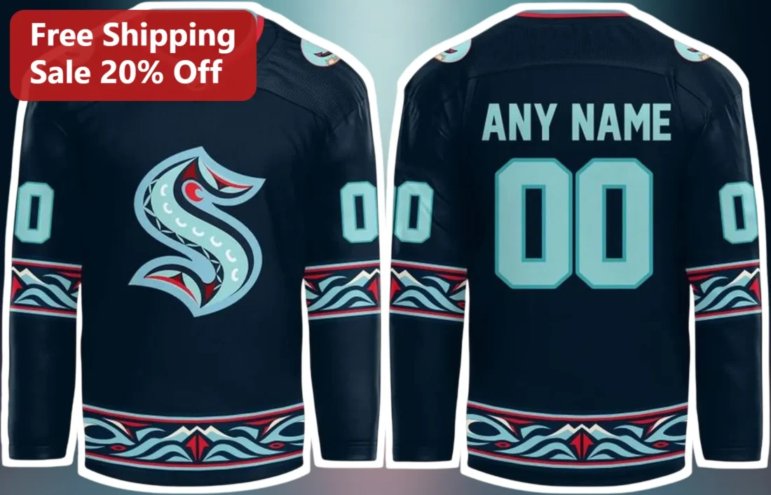 Seattle Kraken Hockey Jersey Personalized Custom Name Number NHL Fan Gear available at our Miami, Florida warehouse