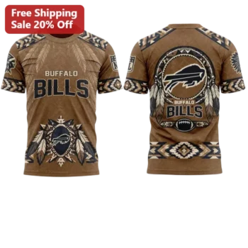 Buffalo Bills Tribal Pattern Graphic Tee NFL Fan Gear Game Day Apparel available at our Miami, Florida warehouse
