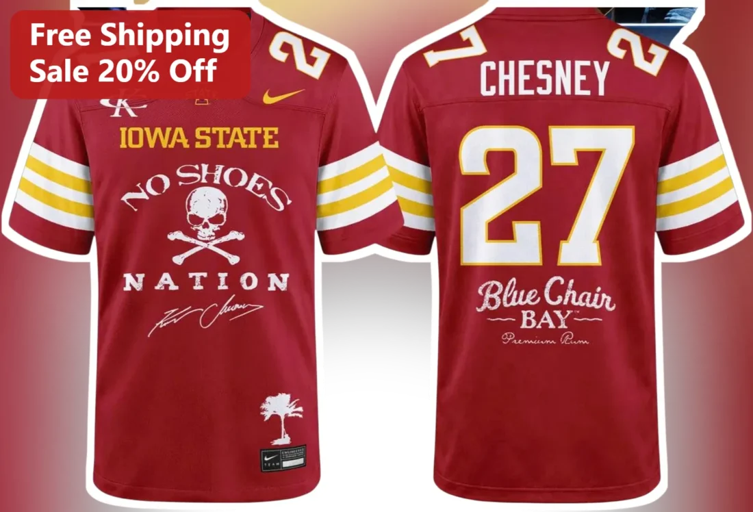 Iowa State No Shoes Nation Blue Chair Bay Rum Jersey available at our Miami, Florida warehouse