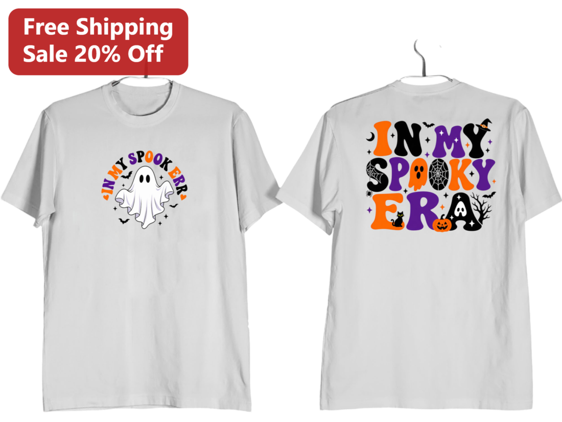In My Spooky Era Tee Cute Ghost Halloween Shirt Women Men Trendy Graphic T-Shirt available at our Miami, Florida warehouse