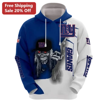 New York Giants Iron Maiden Eddie Mashup Hoodie NFL Fan Gear available at our Miami, Florida warehouse