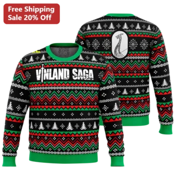 Vinland Saga Ugly Christmas Sweater Viking Anime Thorfinn Holiday Gift Crewneck available at our Miami, Florida warehouse
