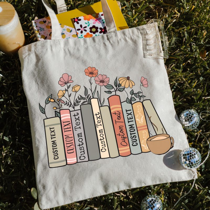 Custom book name Tote Bag for Book Lover, Customized Bookish Tote