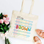 Beautiful Custom Name Teacher Tote Bag, Mrs Tote Bag, Customized Natural Canvas Tote Bag