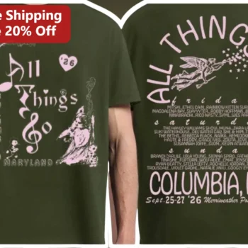 All Things Go Tee 2026 Music Festival Merch Columbia Maryland Indie Pop Graphic Shirt available at our Miami, Florida warehouse