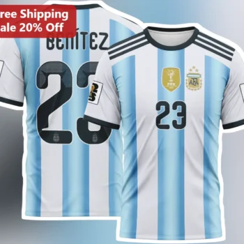 Argentina Soccer Jersey Mockup Tee Custom Name Number Fan Apparel available at our Miami, Florida warehouse