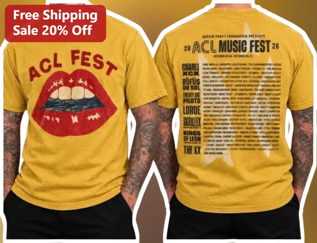 ACL Fest Austin Parks Foundation Presents Vintage Music Festival Lineup Graphic Tee available at our Miami, Florida warehouse