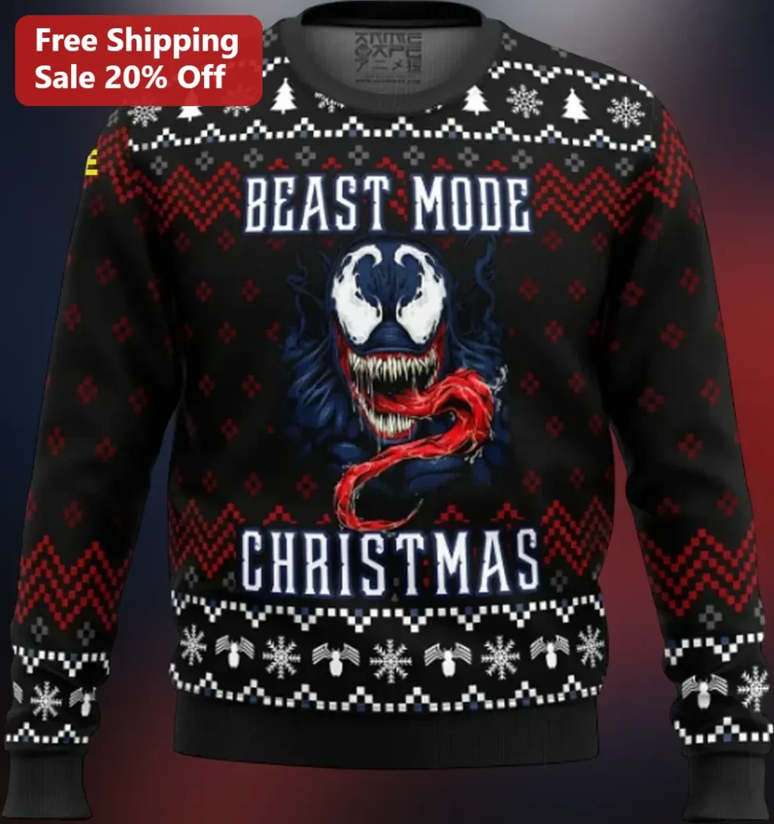 Beast Mode Christmas Venom Sweatshirt Marvel Holiday Crewneck available at our Miami, Florida warehouse