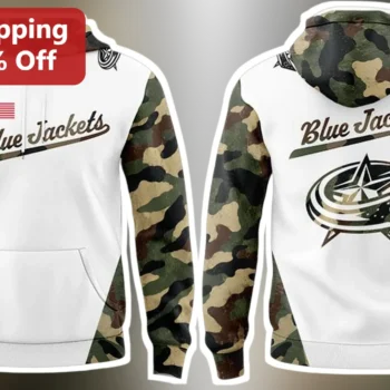 Blue Jackets Hoodie Columbus CBJ Camo Military Pullover Hockey Fan Gift available at our Miami, Florida warehouse