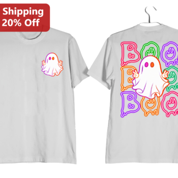Boo Tee Cute Neon Ghost Halloween Graphic Shirt for Kids Teens available at our Miami, Florida warehouse