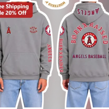 Born X Raised Angels Baseball Hoodie Los Angeles Streetwear Vintage Team Spirit Pullover available at our Miami, Florida warehouse