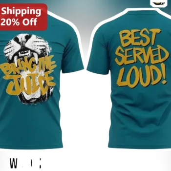 Bring The Juice Best Served Loud Graphic Tee Sports Podcast Fan Shirt available at our Miami, Florida warehouse
