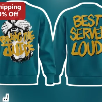 Bring The Juice Best Served Loud Roaring Tiger Vintage Crewneck Sweatshirt available at our Miami, Florida warehouse