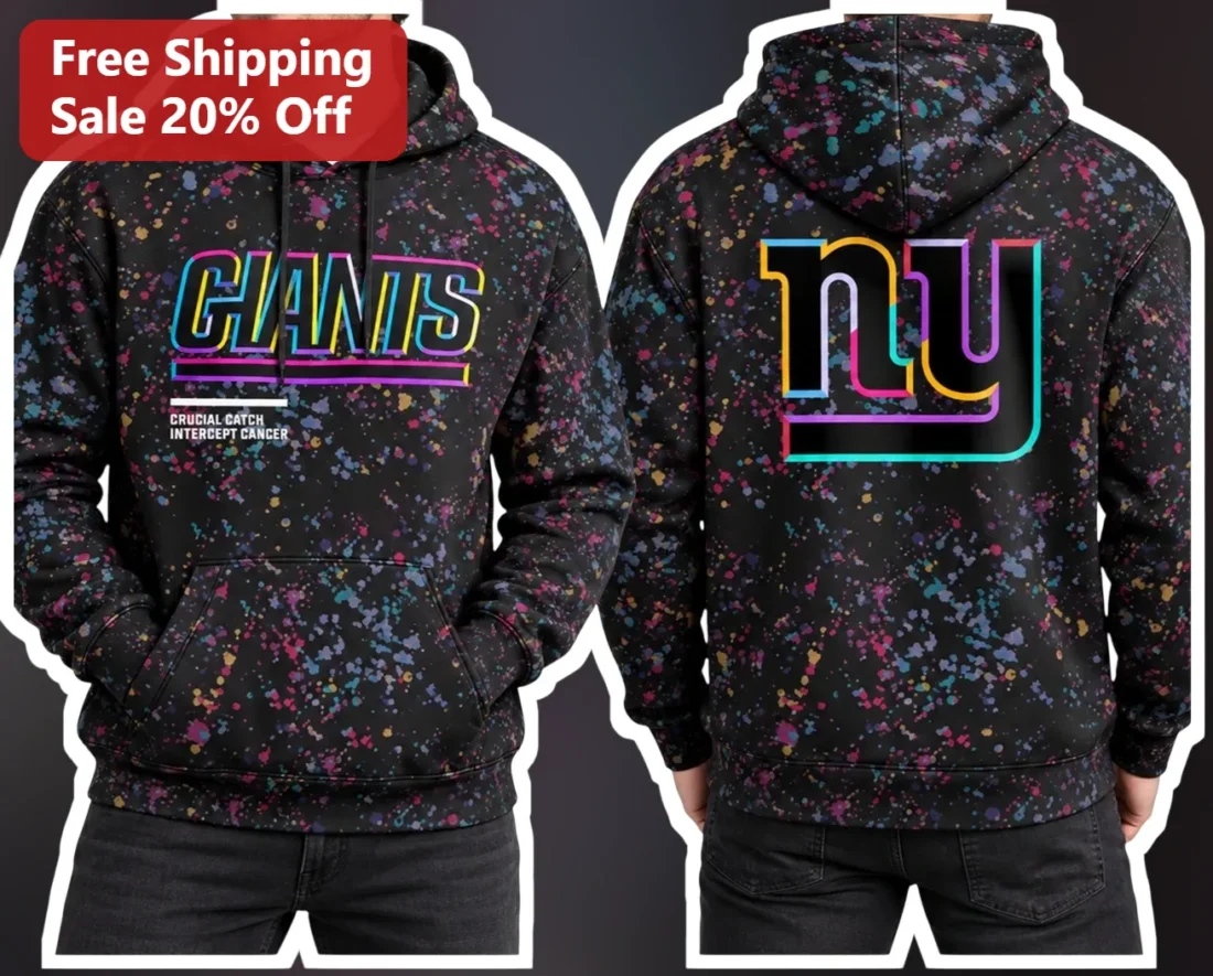 Giants Crucial Catch Intercept Cancer Hoodie New York NFL Team Apparel available at our Miami, Florida warehouse