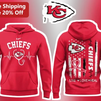 Chiefs Live Love Heal Hoodie Kansas City Chiefs Medical Nurse Gift Pullover available at our Miami, Florida warehouse