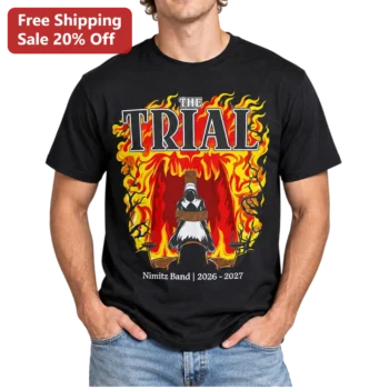 THE TRIAL Penguin Burning Graphic Tee Funny Rock Band Style Shirt available at our Miami, Florida warehouse