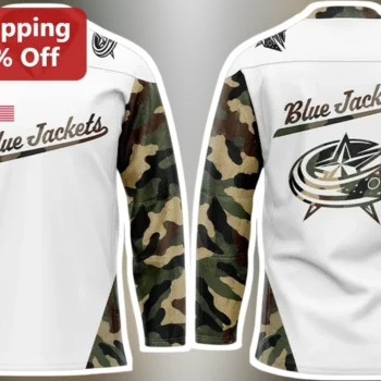 Columbus Blue Jackets Jersey Camo Military Style Hockey Fan Apparel available at our Miami, Florida warehouse