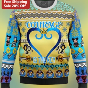 Courage Is The Key Kingdom Hearts Ugly Christmas Sweatshirt available at our Miami, Florida warehouse