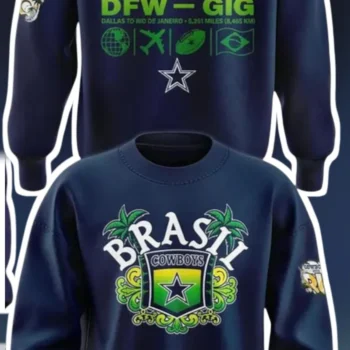 Cowboys Nation USA Brazil DFW GIG Sweatshirt Dallas Cowboys Brasil Rio Game Fan Apparel available at our Miami, Florida warehouse
