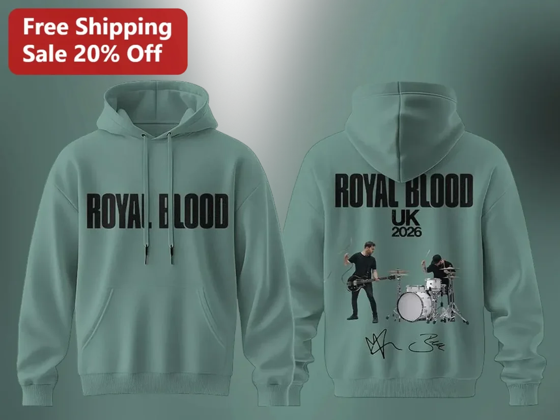 Royal Blood UK 2026 Tour Hoodie Rock Band Merch Apparel available at our Miami, Florida warehouse