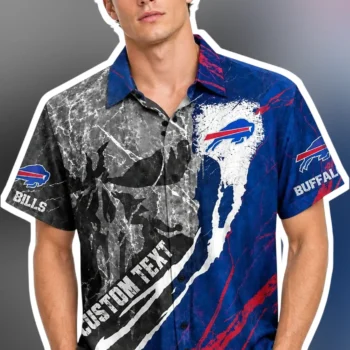 Custom Text Tee Personalized Buffalo Bills NFL Fan Shirt available at our Miami, Florida warehouse