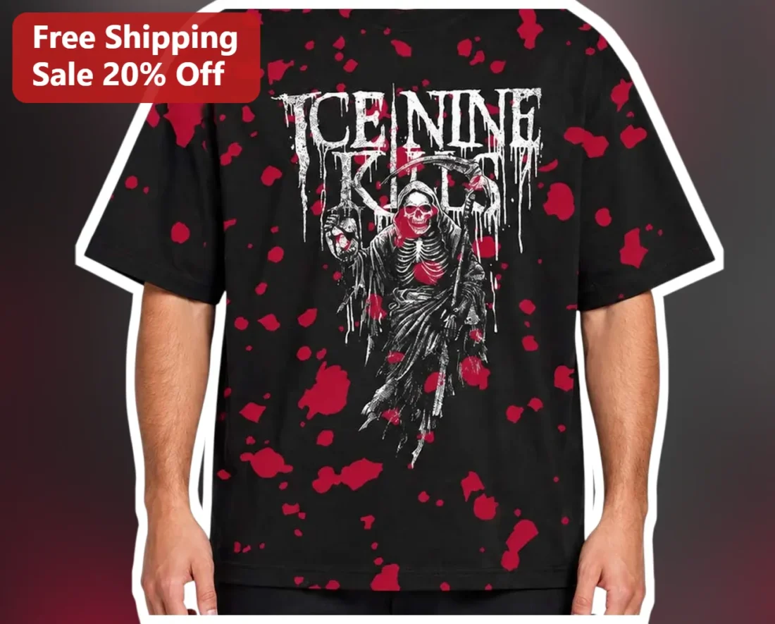 Ice Nine Kills Grim Reaper Horror Metalcore Graphic Tee available at our Miami, Florida warehouse
