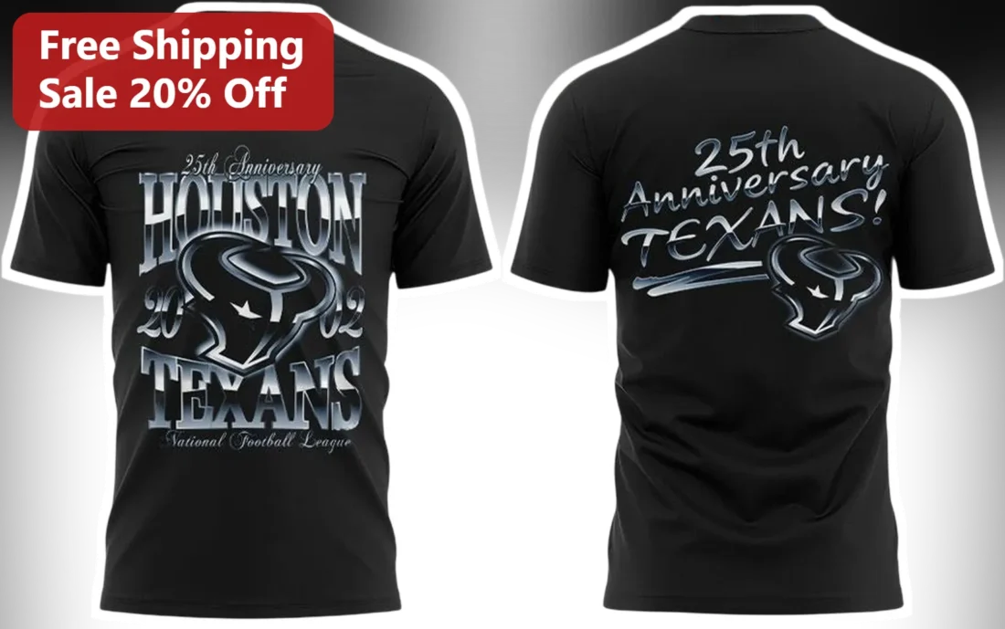 25th Anniversary Houston Texans National Football League Tee available at our Miami, Florida warehouse