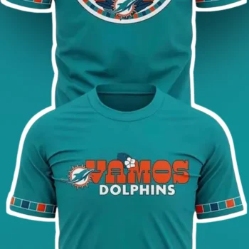Dale Dolphins Vamos Retro Tropical Ringer Tee Miami NFL Fan Gift available at our Miami, Florida warehouse