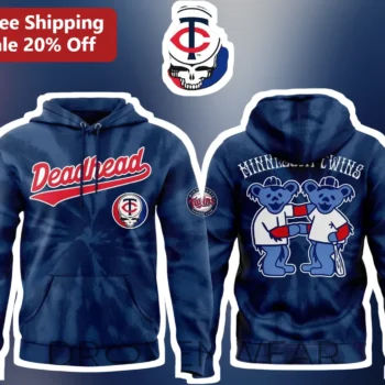 Deadhead Minnesota Twins Hoodie Navy Tie Dye Baseball Fan Apparel available at our Miami, Florida warehouse