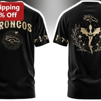 Denver Broncos Celestial Sword Graphic Tee Vintage NFL Fan Gift for Men Women available at our Miami, Florida warehouse
