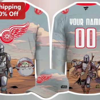 Detroit Red Wings Star Wars Jersey Mandalorian Grogu NHL Hockey Fan Apparel Gift available at our Miami, Florida warehouse