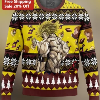 Dio Brando JoJo's Bizarre Adventure Ugly Christmas Sweater Sweatshirt Anime Geek Holiday Gift available at our Miami, Florida warehouse