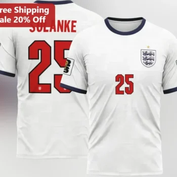 Dominic Solanke England Three Lions Soccer Jersey Tee for Football Fans available at our Miami, Florida warehouse